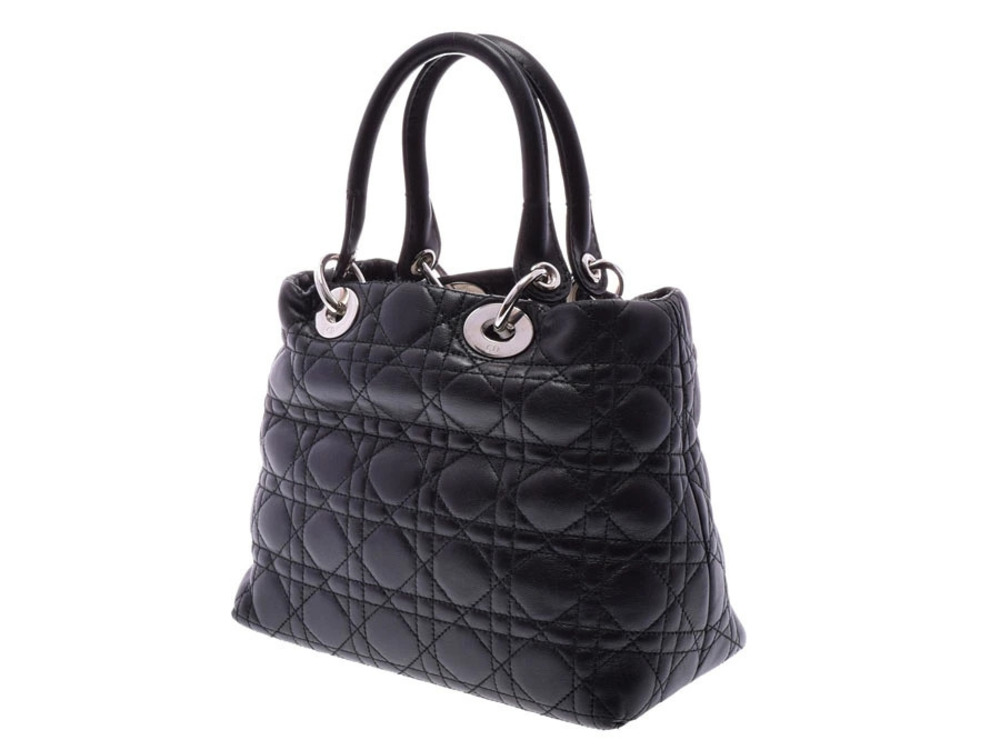 Dior black Cannage lambskin handbag CHRISTIAN Black
